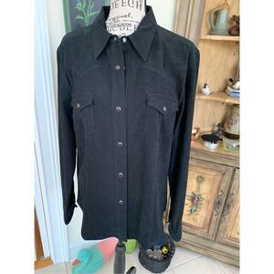 Five Star By Roper L Black Pearl Snap Up Top Western Long Sleeve Black with Blac